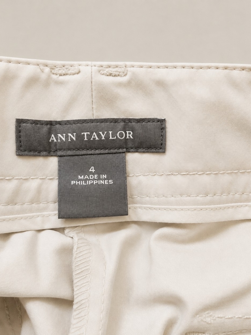 Ann Taylor Cream Tailored Bermuda Shorts - Cuffed Knee-Length - Picture 5 of 10